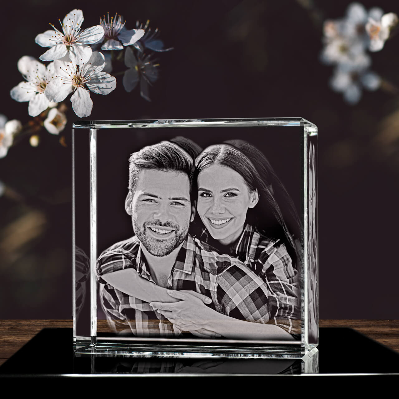 3d Crystal Photo Cube 60x60x60mm Lavender - Laser Crystalisation